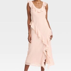 a new day Asymmetrical Pink Ruffle Dress